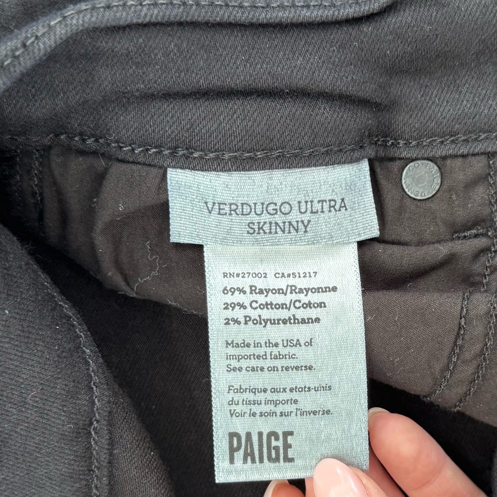 Paige Verdugo Ultra Skinny Black Jeans Size 28 - Picture 3 of 5